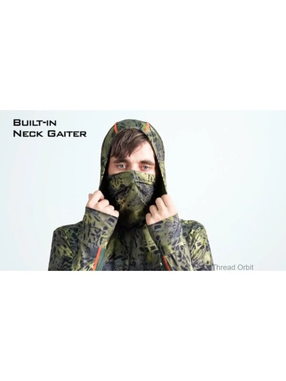 UPF 50 Long Sleeve Fishing Hoodie with Neck Gaiter Moisture-Wicking